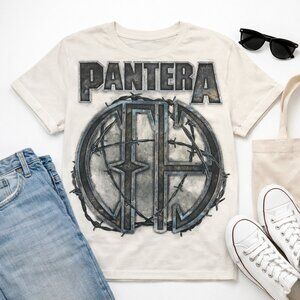 Vintage Pantera Heavy Metal Band Graphic Tee Faded White